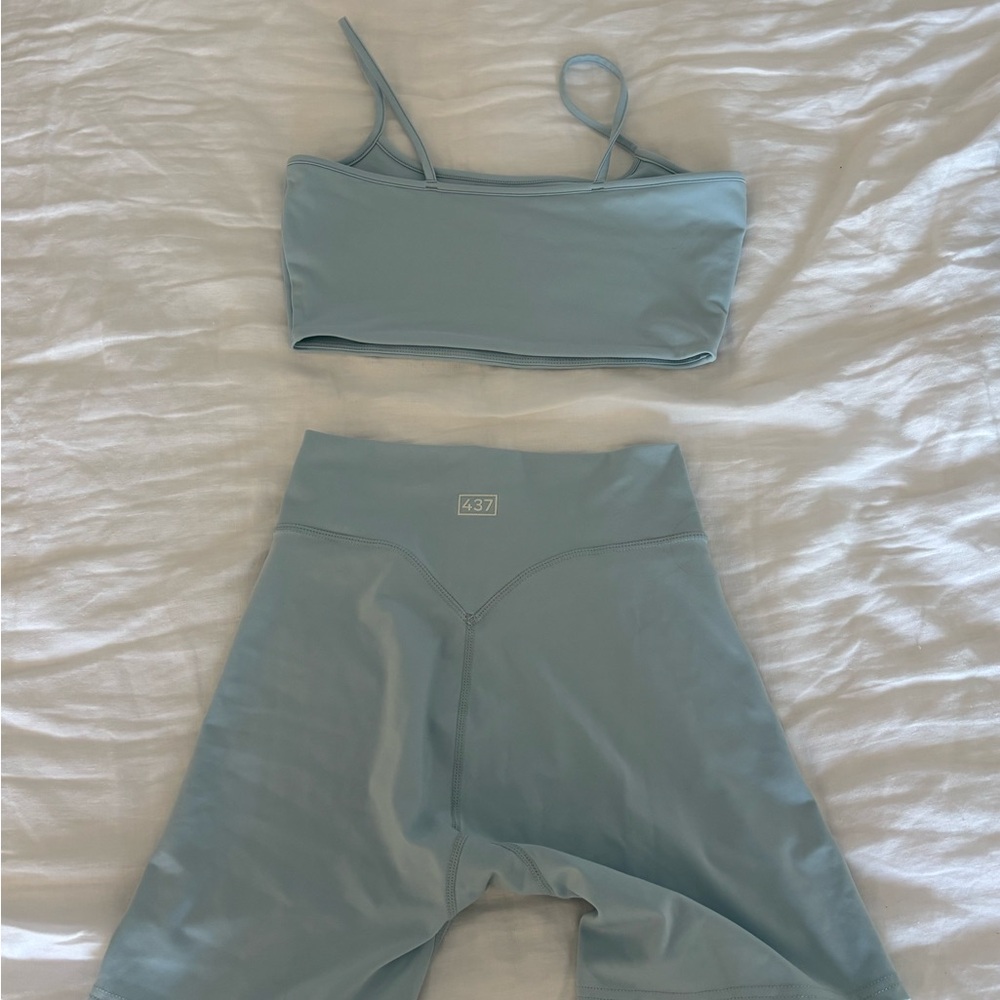 Light Blue Women’s High-Waist Bike Shorts - Picture 7 of 8